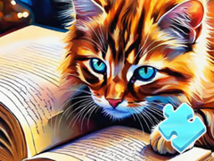 Igra Jigsaw Puzzle: Cat Reading